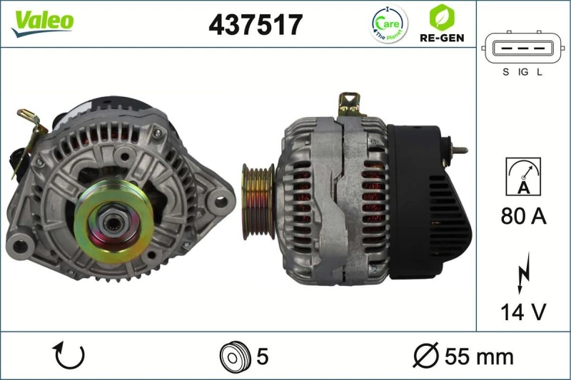 Image of VALEO 437517 Generator Alternator Charging Current: 80A, Voltage: 14V Alternator (4)