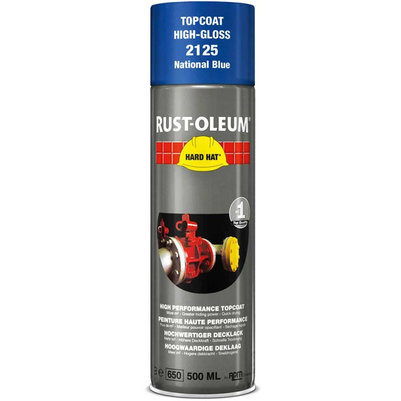 Image of Rust Oleum Hard Hat Metal Spray Paint 2125 Colour: National Blue