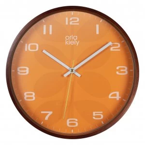 image of Orla Kiely Wooden Wall Clock - Orange