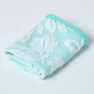 HOMESCAPES Damask Turkish Cotton 600 GSM Face Cloth, Aqua - Blue