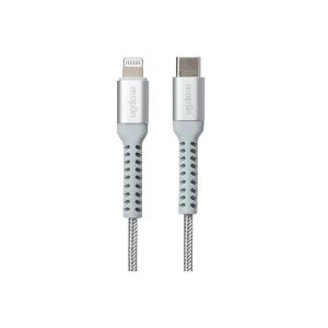 Image of Maplin Rapid Charging C94 Braided Lightning to USB Type-C Braided Cable (1m) - Grey