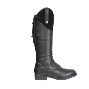 Image of Hy Childrens/Kids Soriso Leather Long Riding Boots (2 UK) (Black/Silver)