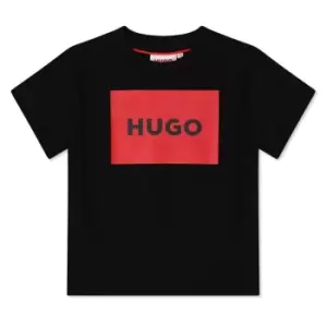 Image of HUGO Boys Logo Square T Shirt - Black