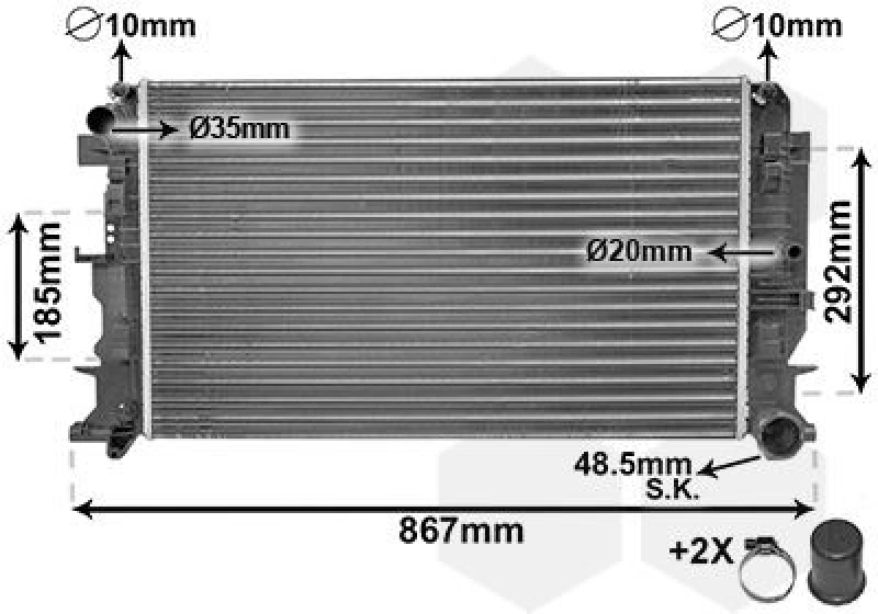 Image of VAN WEZEL Engine radiator VAN WEZEL 58002271