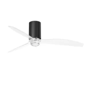 image of Mini-Tube LED Shiny Black, Transparent Ceiling Fan with DC Smart Motor - Remote Included, 3000K