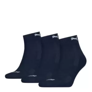 image of Puma 3 Pack Cushion Quarter Length Socks - Blue