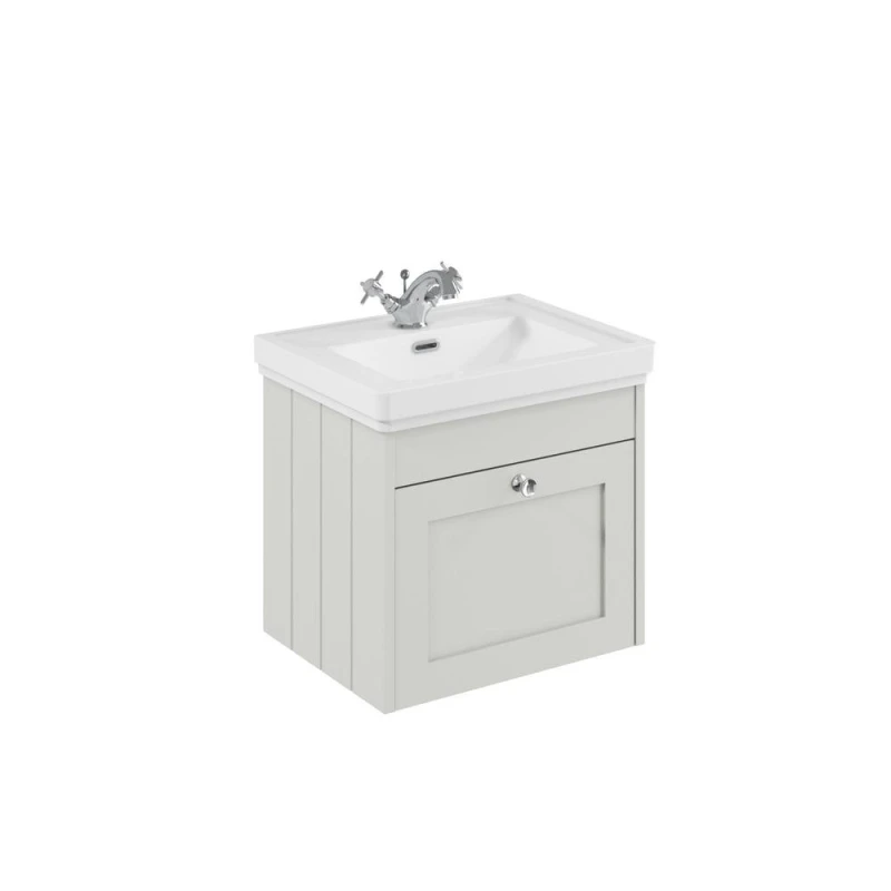 Image of Balterley 500mm Wall Hung 1 Drawer Unit & Classic Basin 1 Tap Hole - Satin White White Unisex