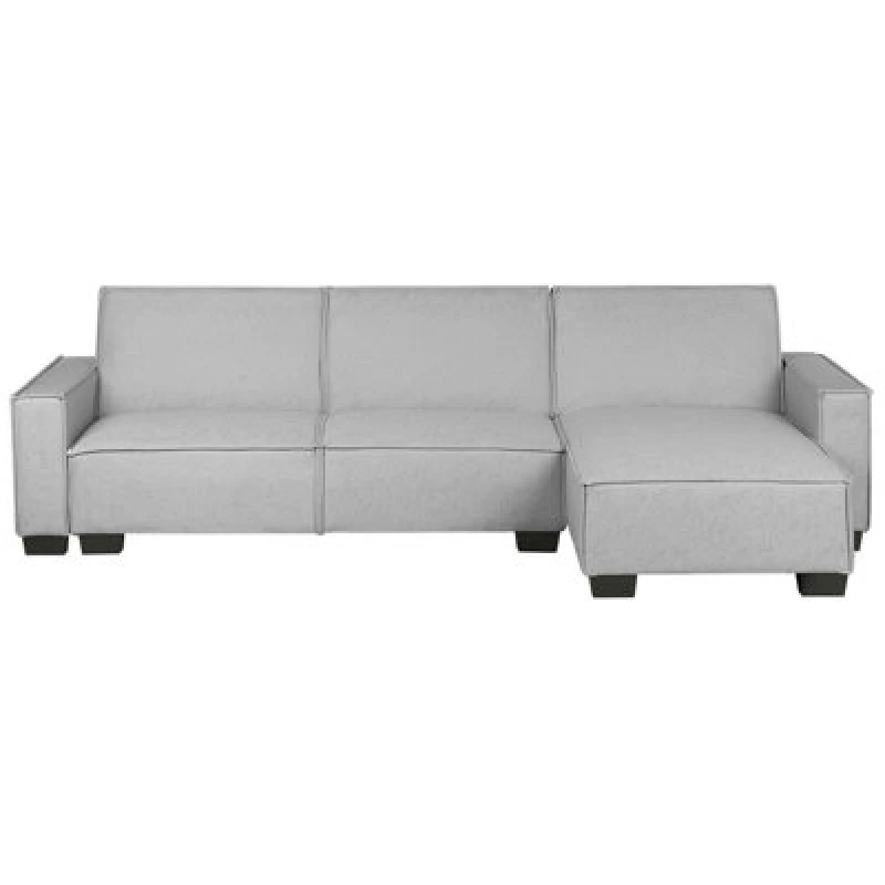 Image of Beliani Corner Sofa Bed 3 Seater Romedal Fabric Light Grey Left Hand