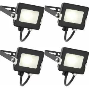 Image of 4 pack Outdoor Waterproof LED Floodlight - 10W Cool White LED - Matt Black