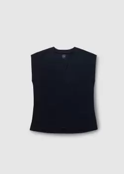 image of Frame Womens Le Mid Rise V Neck Tshirt In Noir