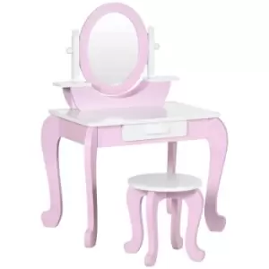 image of ZONEKIZ Kids Dressing Table Set Kids Vanity Set with Drawer - Pink