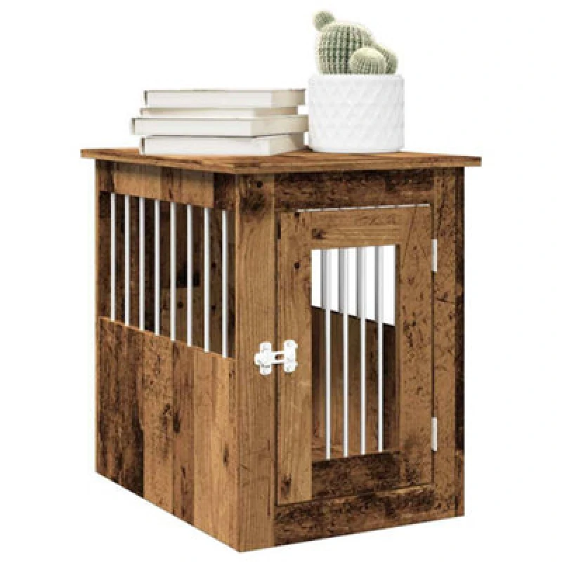 Image of vidaXL Dog Crate Furniture Old Wood 45x62x59cm Engineered Wood, Brown 857636