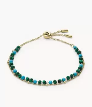 Image of Fossil Women Modern Meadows Green Malachite and Turquoise Beaded Bracelet