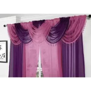 image of Alan Symonds - Voile Curtain Swag Beaded Crystals Purple - Multicoloured