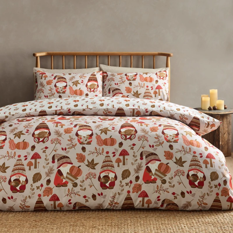 Image of Catherine Lansfield Catherine Lansfield Woodland Gonks Beige Bedding Set- Double