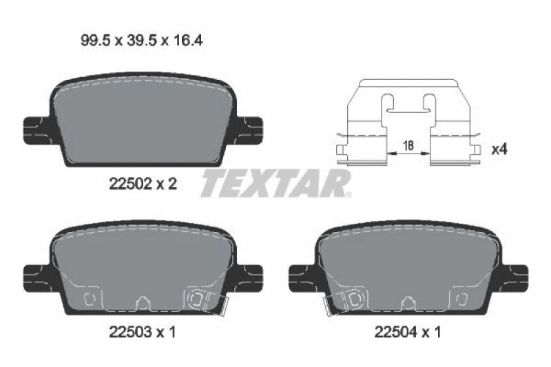 Image of Brake pad set TEXTAR 2250201