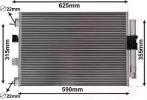 Image of VAN WEZEL Condenser 18015709 AC Condenser,Condenser, air conditioning FORD,FOCUS III Turnier,Kuga Mk2 (DM2),FOCUS III,C-Max II (DXA/CB7, DXA/CEU)