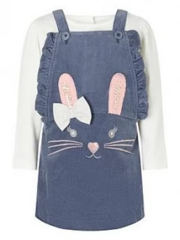 Image of Monsoon Baby Girls Bunny Cord Pinny Dress - Blue