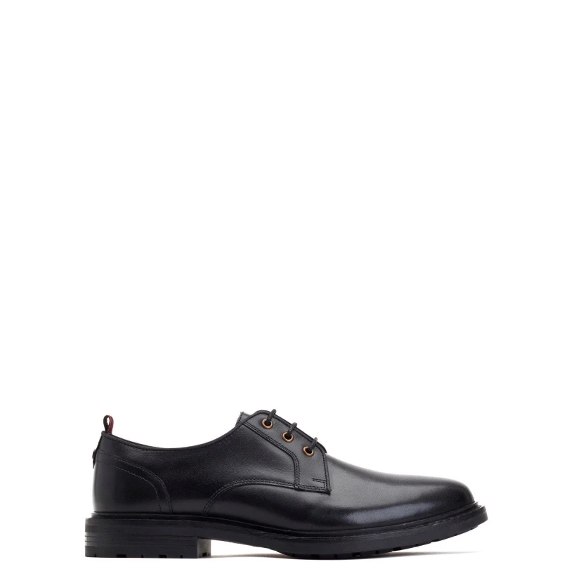 Image of Base London Mens Dime Leather Derby Shoes UK Size 7 (EU 41) Black BAS369-BLACK-7