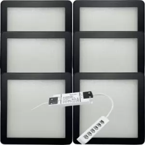 Image of 6x MATT BLACK Ultra-Slim Square Under Cabinet Kitchen Light & Driver Kit - Natural White Diffused LED