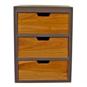 Image of 3 Drawer Chest In Grey Finish With Natural Drawers With Removable Legs