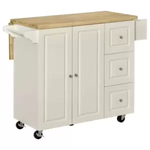 Homcom Drop-leaf Kitchen Island On Wheels Utility Storage Cart With Drawers