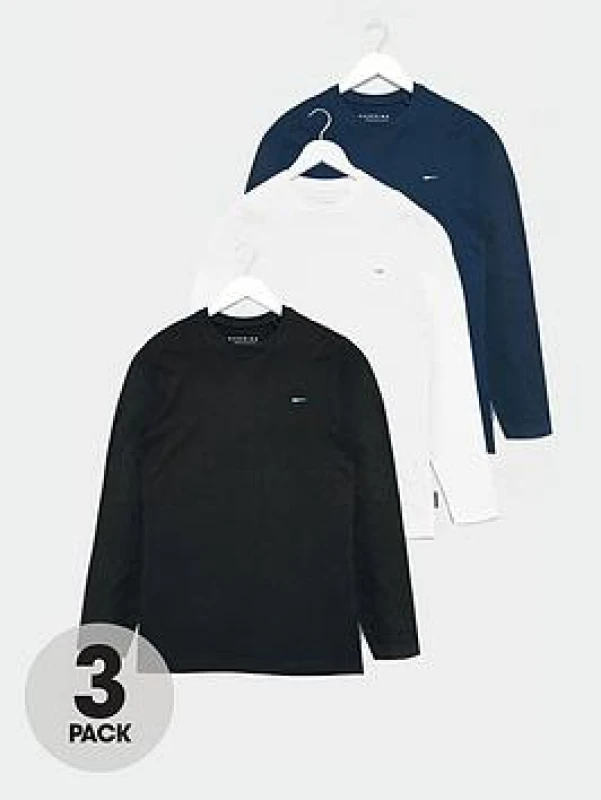 Image of BadRhino BadRhino Men 3 Pack Long Sleeve T-Shirts in Black Size: 3X-Large Black XXXL Male 5059738284898