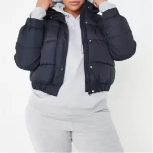 image of Missguided Plus Hooded Puffer Jacket - Blue