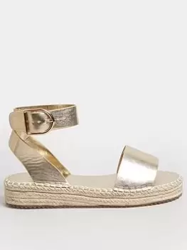 image of Yours Extra Wide Fit Flatform Espadrille Gold, Size 6, Women