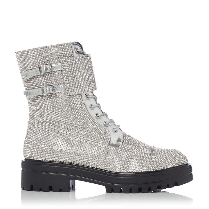 image of Dune Silver 'Peach' Block Heel Biker Boots - 3