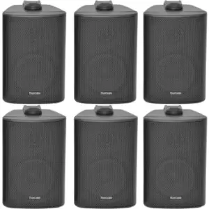 image of 6x 70W 2 Way Black Wall Mounted Stereo Speakers 4 8Ohm Compact Background Music