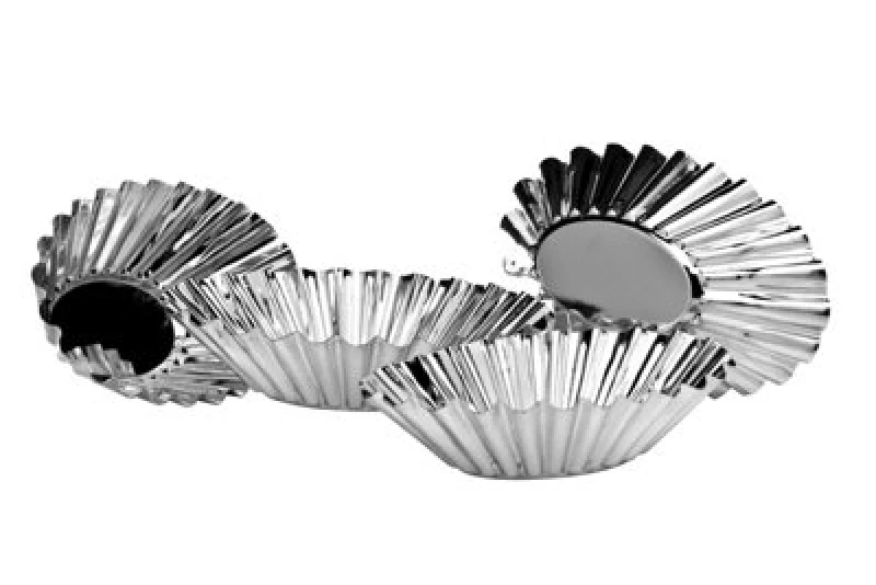 Image of Premier Housewares Tinplate Mould Set Of Four Oval Fluted Cake Moulds Silver