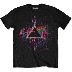 Image of Pink Floyd - Dark Side of the Moon Pink Splatter Unisex Large T-Shirt - Black