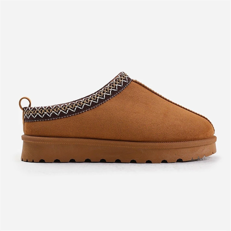 Image of Where's That From 'Oak' Aztec Detail Faux Fur Lining Mini Boots Light Brown
