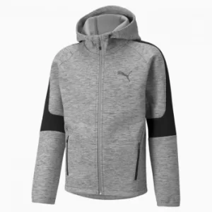 image of PUMA Evostripe Full-Zip Youth Hoodie, Medium Grey Heather, size 11-12 Youth, Clothing