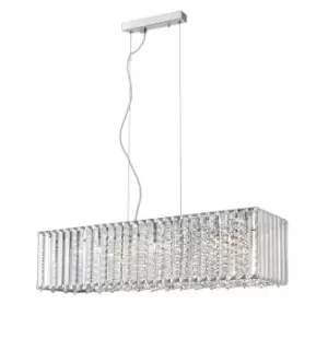 Image of Diore 7 Light Crystal Oblong Bar Chrome