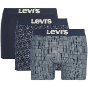 image of Levis Mens 3 Pack Boxers Gift Box - Indigo - L - Blue