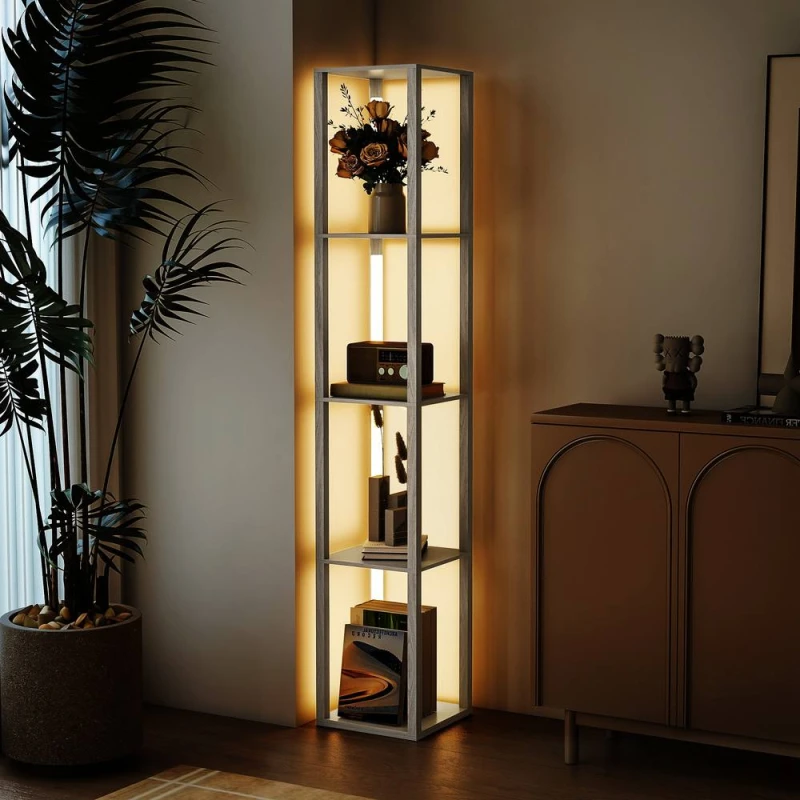Image of HOMCOM Floor Lamp for Living Room, Standing Lamp with Foot Switch in Natural Natural Unisex
