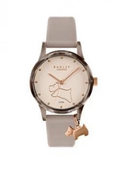 Radley White And Tortoise Shell Bezel Charm Dial Grey Leather Strap Ladies Watch