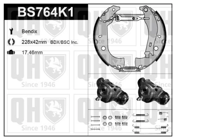 Image of QUINTON HAZELL Brake Shoe Set QUINTON HAZELL BS764K1