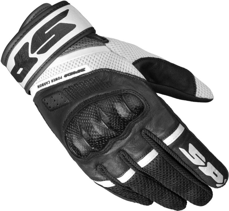 Image of Spidi Power Carbon Gloves Black White Size S