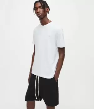 Image of AllSaints Mens Brace Crew T-Shirt, Iced Blue Marl, Size: M
