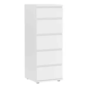 image of Nova Narrow Chest of 5 Drawers, white