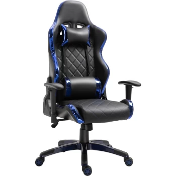 Image of Vinsetto - Holographic Stripe Gaming Chair PU Leather High Back 360° Swivel Blue