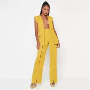 image of Missguided Tailored Split Hem Trousers - Yellow