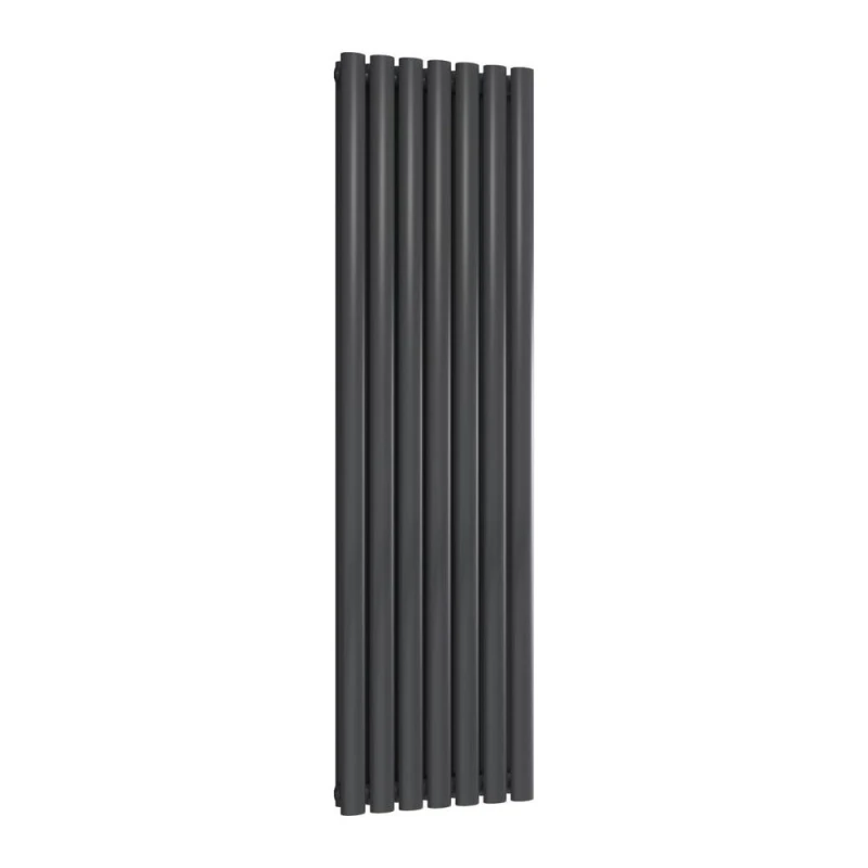 Image of Bathroom Kingdom Neva Anthracite Double Oval Vertical Radiator 1500x413 in Grey Grey Unisex