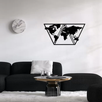 Image of World Map Metal Decor 9 - Black Decorative Metal Wall Accessory