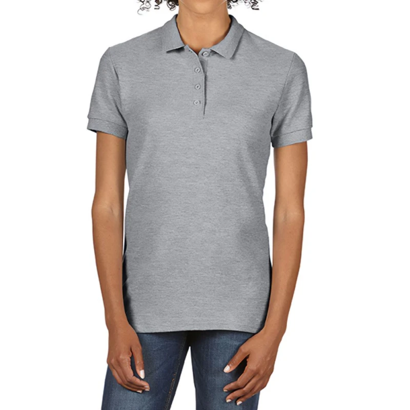 Image of Gildan Double Pique Soft Touch Polo Shirt Grey female