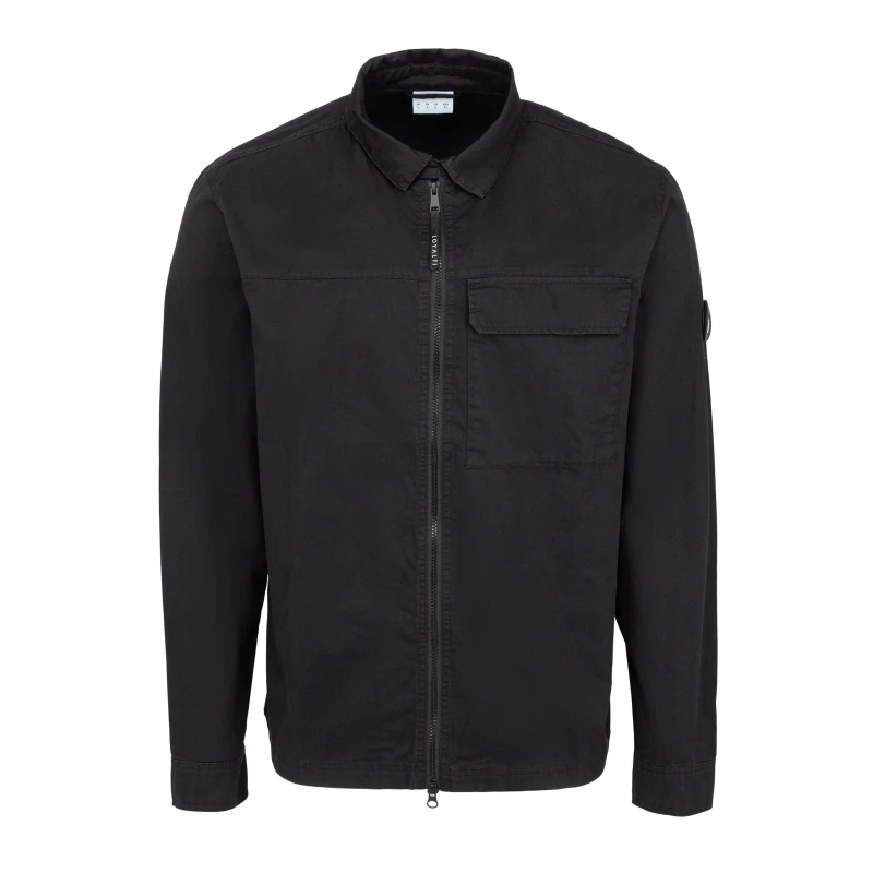 Image of Loyalti Mens Manny Cotton Long Sleeve Full Zip Overshirt Black male Medium