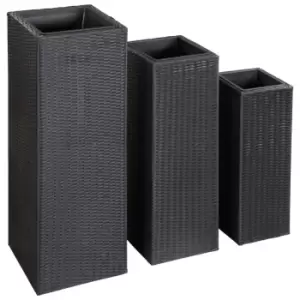 Image of Vidaxl Garden Raised Beds 3 Pcs Poly Rattan Black